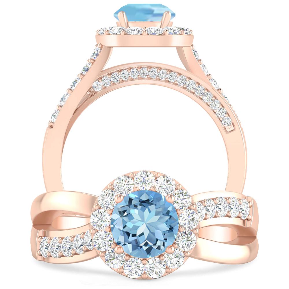 Rose Gold - Aquamarine