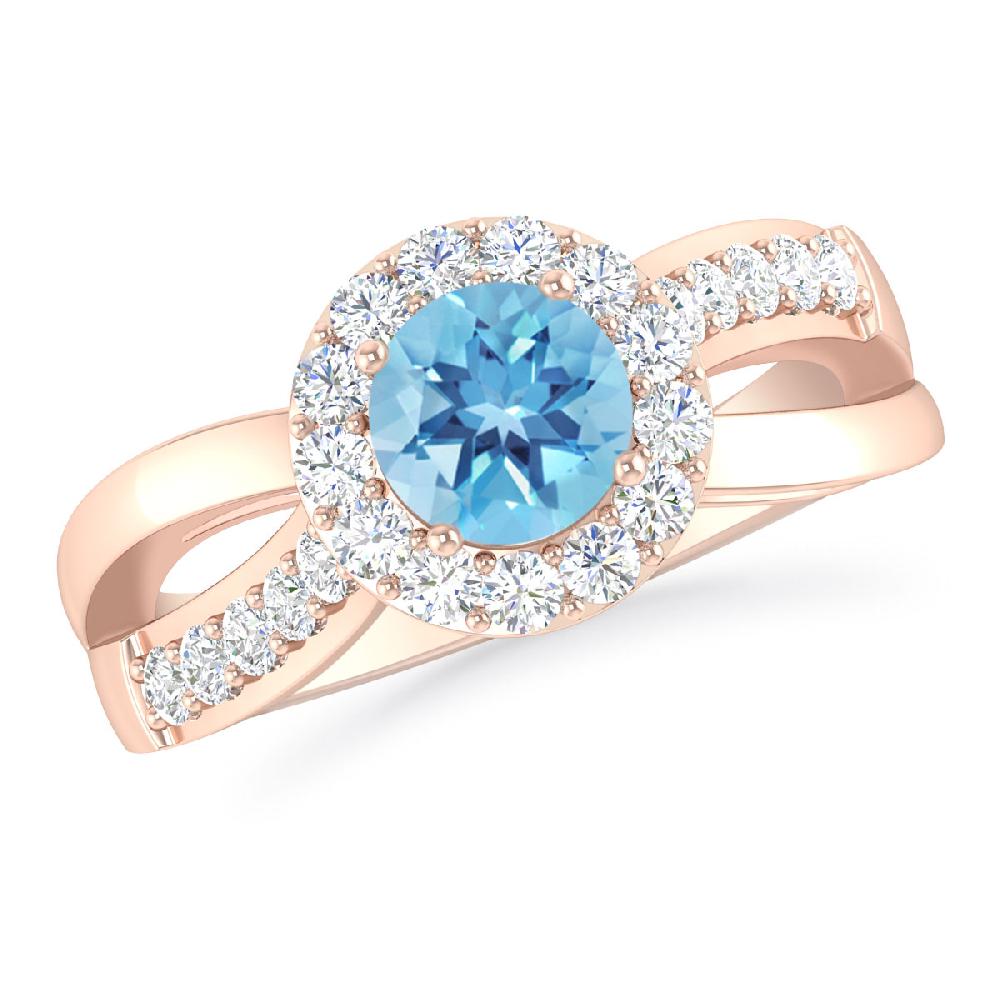 Rose Gold - Blue Topaz