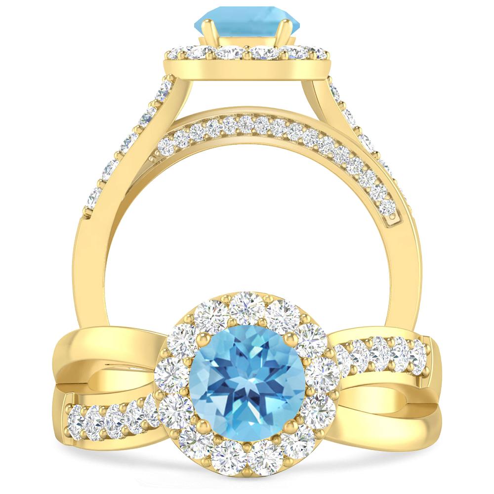 Yellow Gold - Blue Topaz