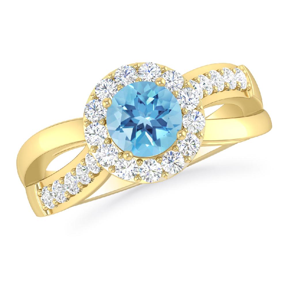 Yellow Gold - Blue Topaz