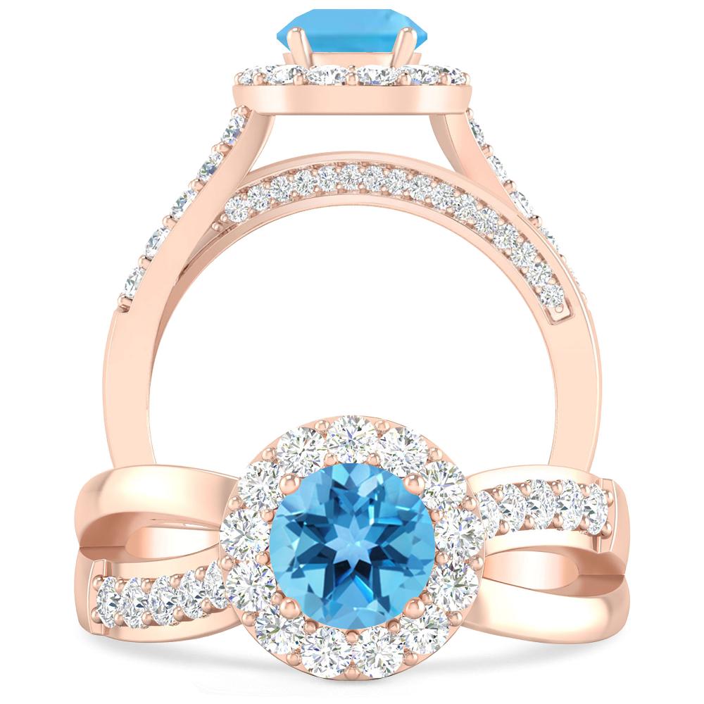 Rose Gold - Blue Topaz