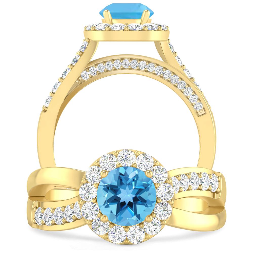 Yellow Gold - Blue Topaz