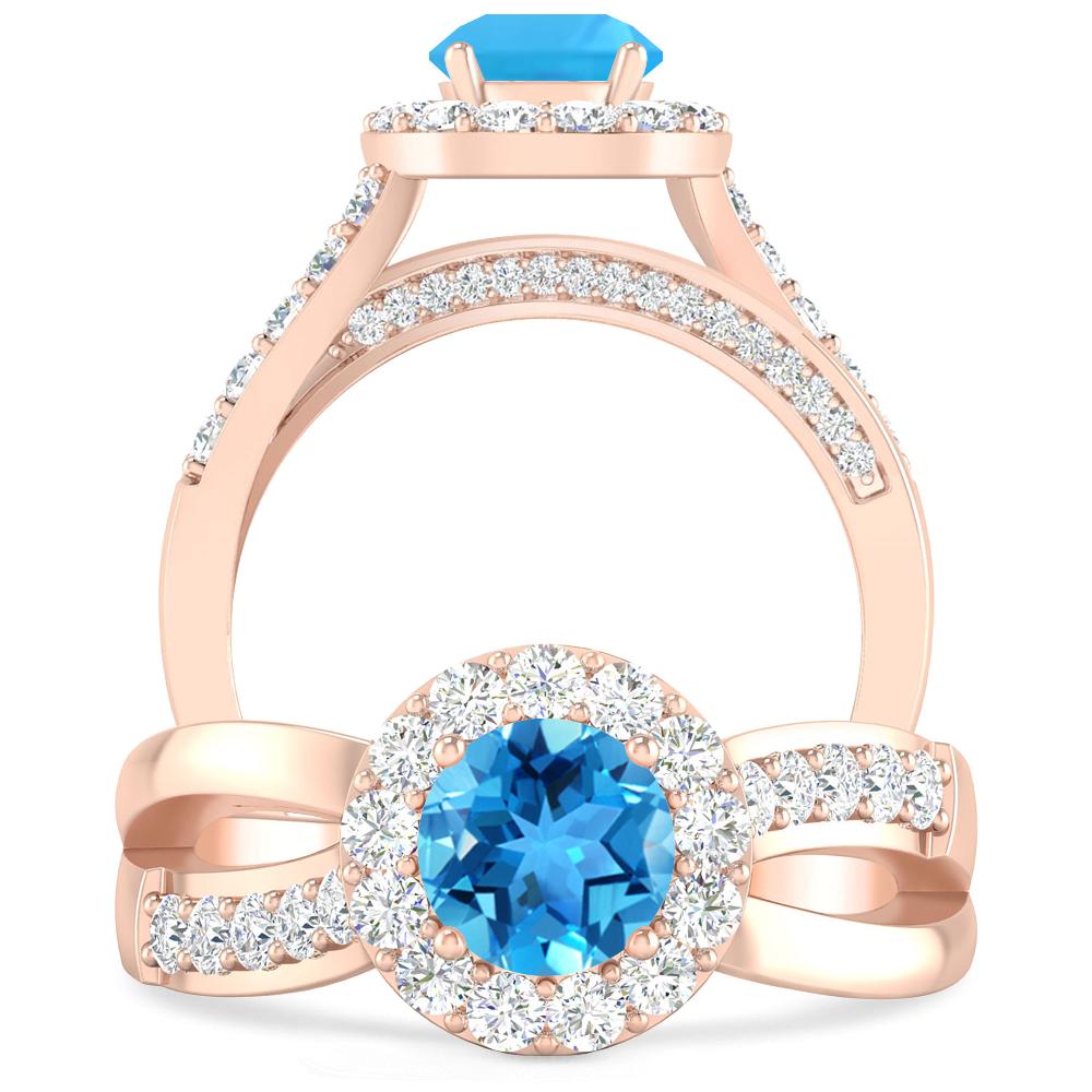 Rose Gold - Blue Topaz