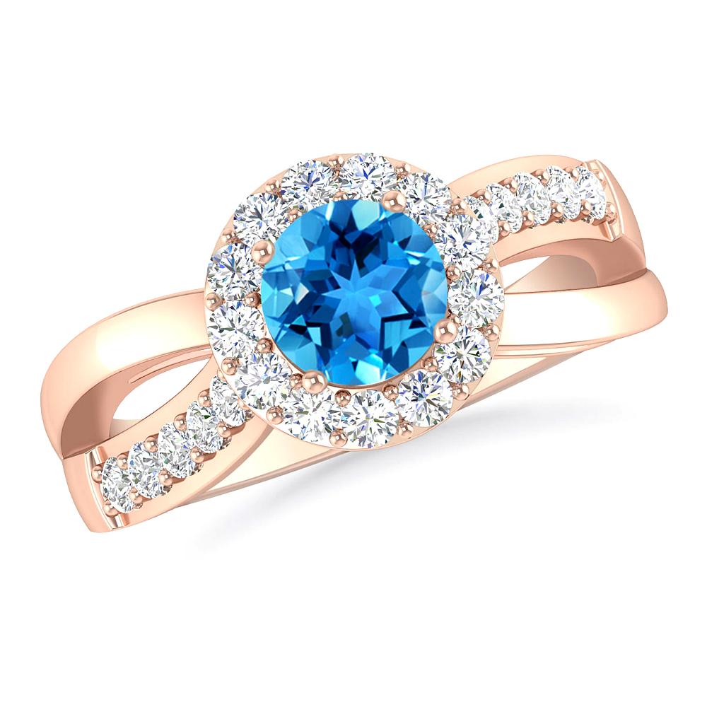 Rose Gold - Blue Topaz