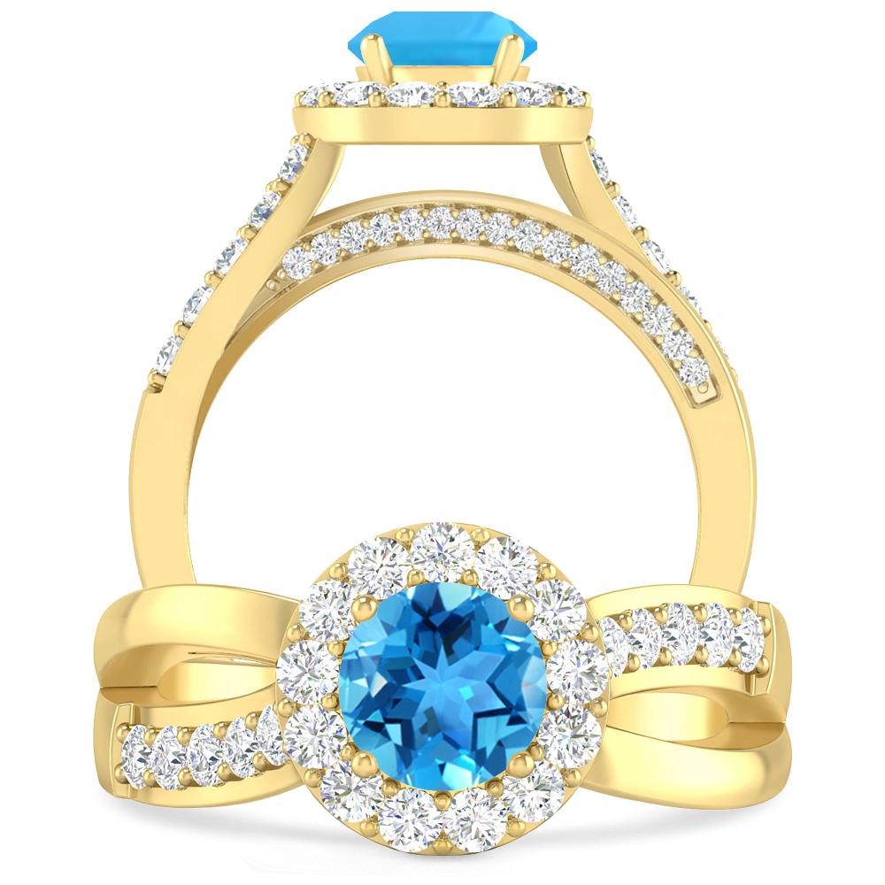 Yellow Gold - Blue Topaz