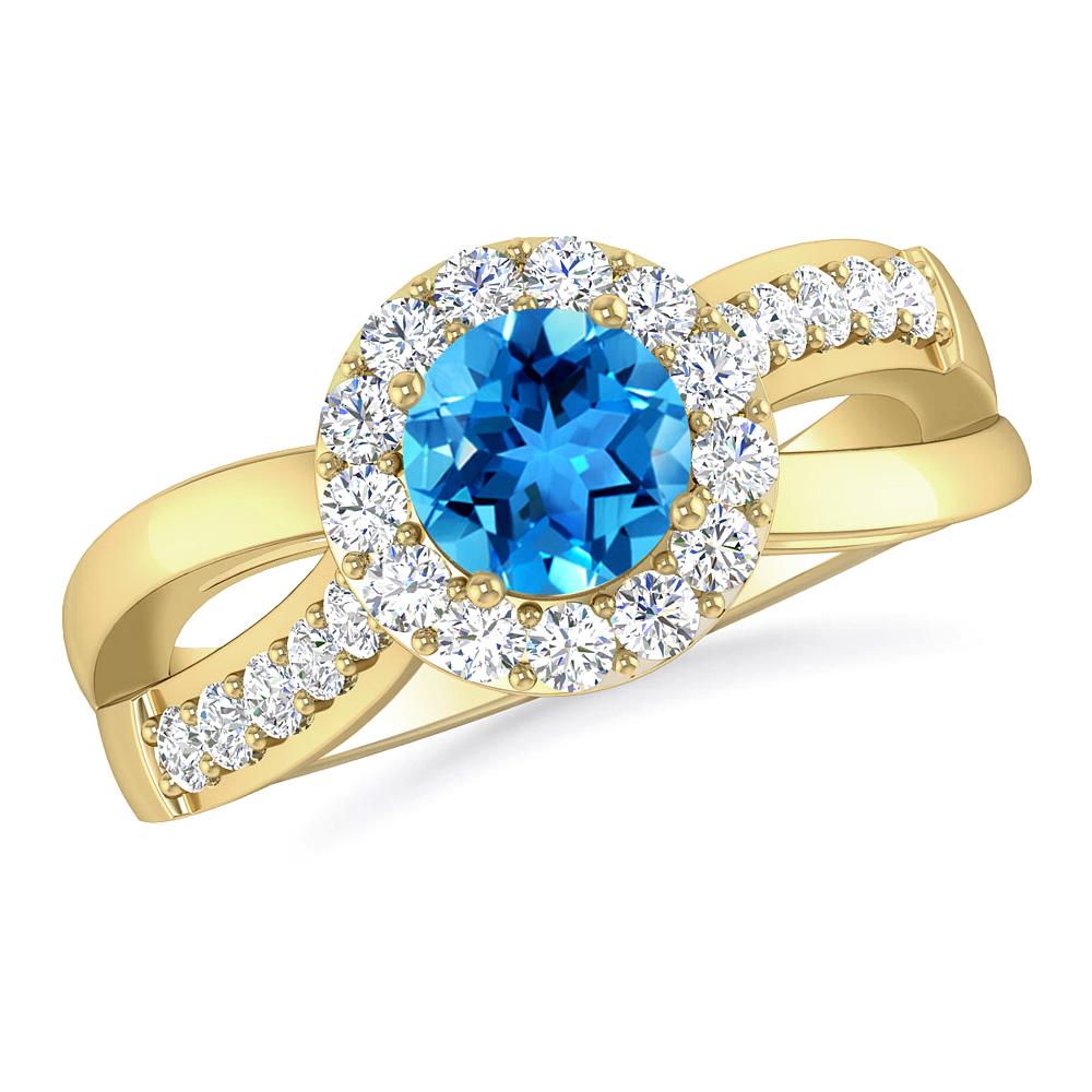 Yellow Gold - Blue Topaz