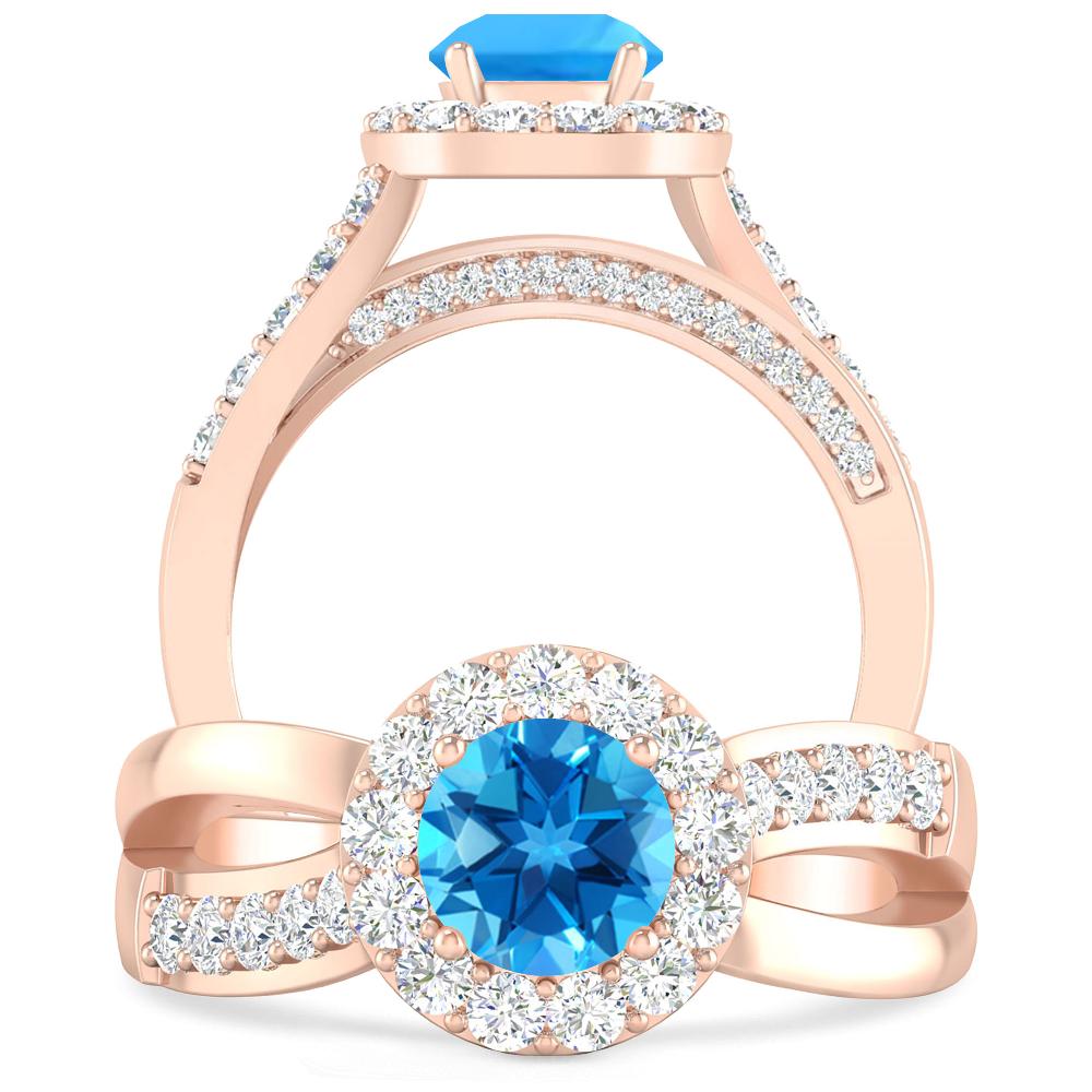 Rose Gold - Blue Topaz