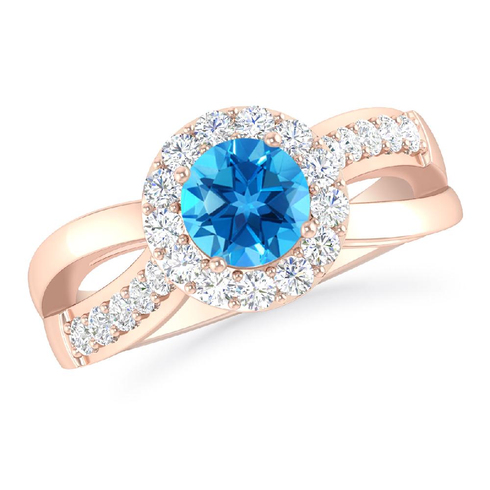 Rose Gold - Blue Topaz