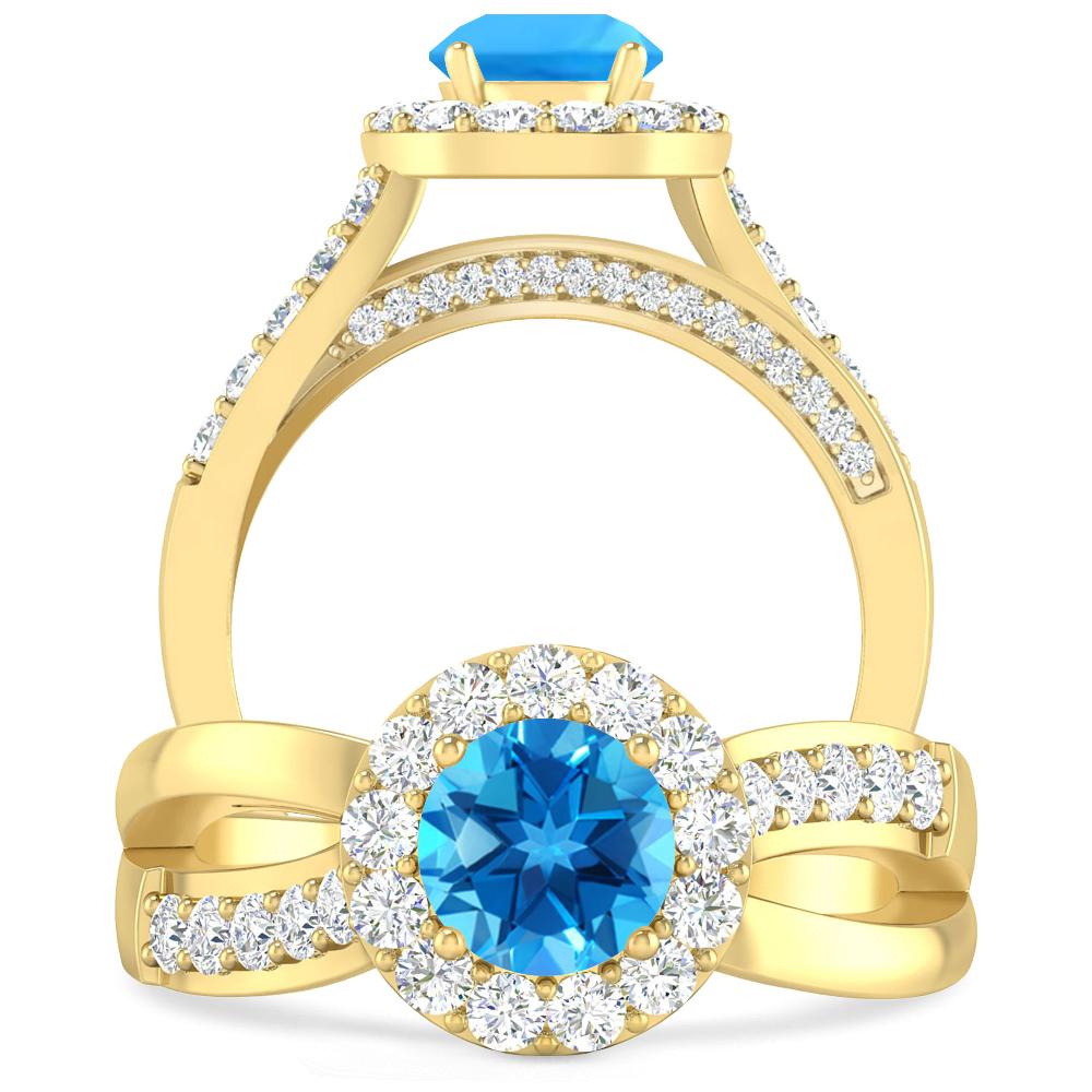 Yellow Gold - Blue Topaz