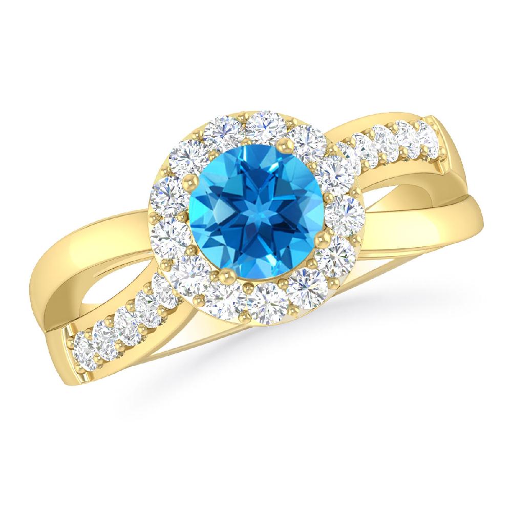 Yellow Gold - Blue Topaz