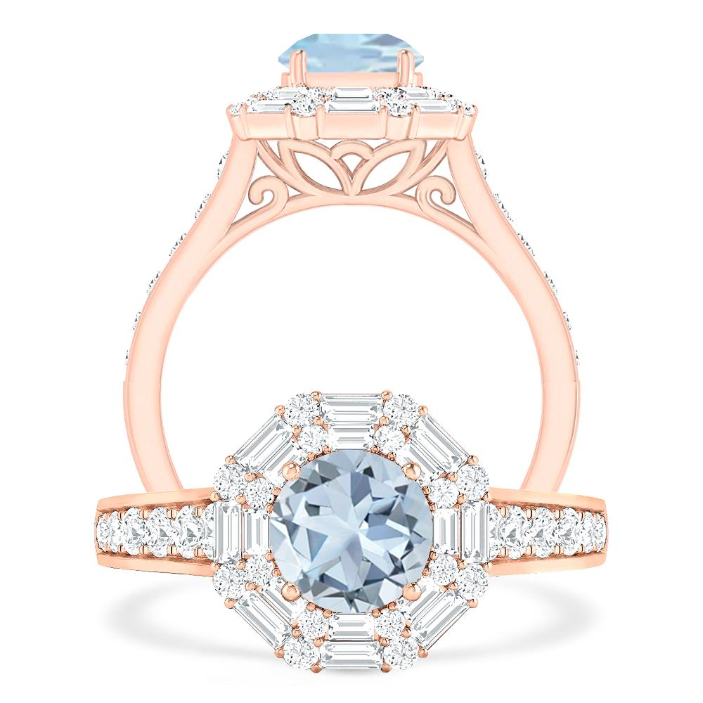 Rose Gold - Aquamarine