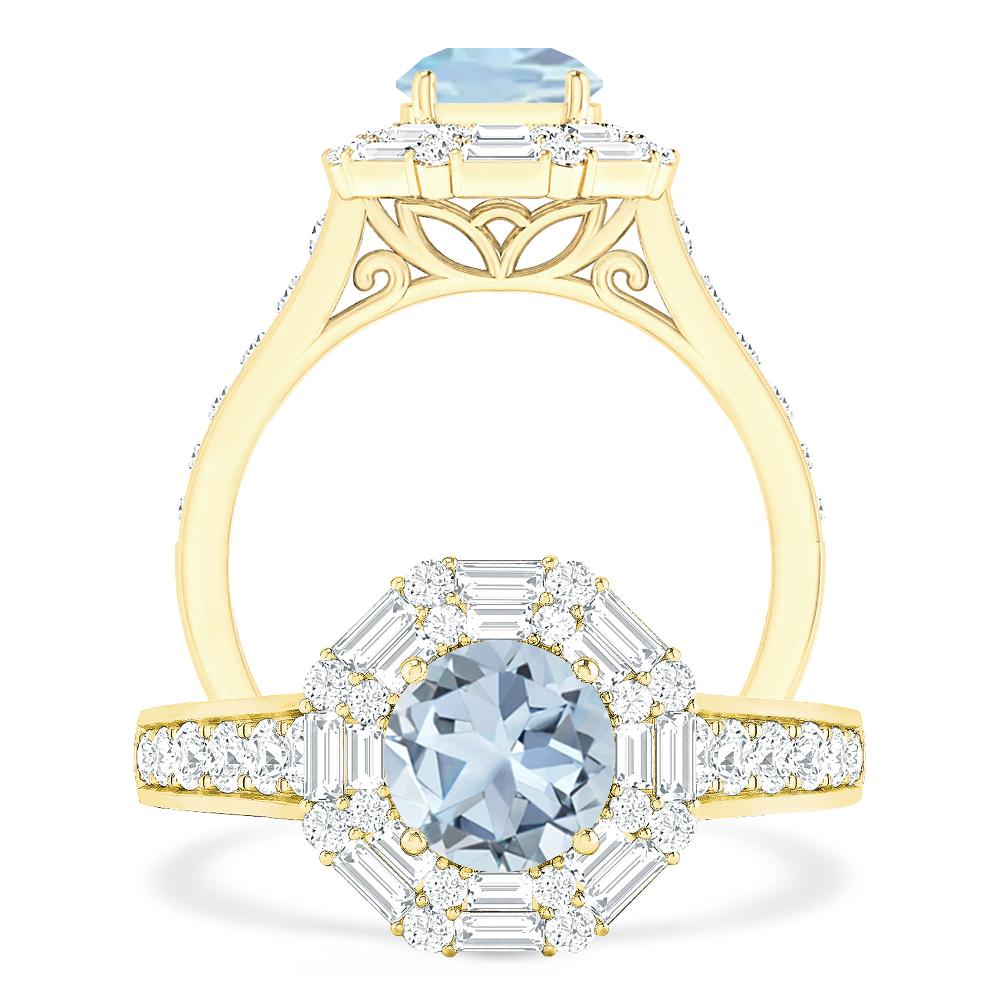 Yellow Gold - Aquamarine