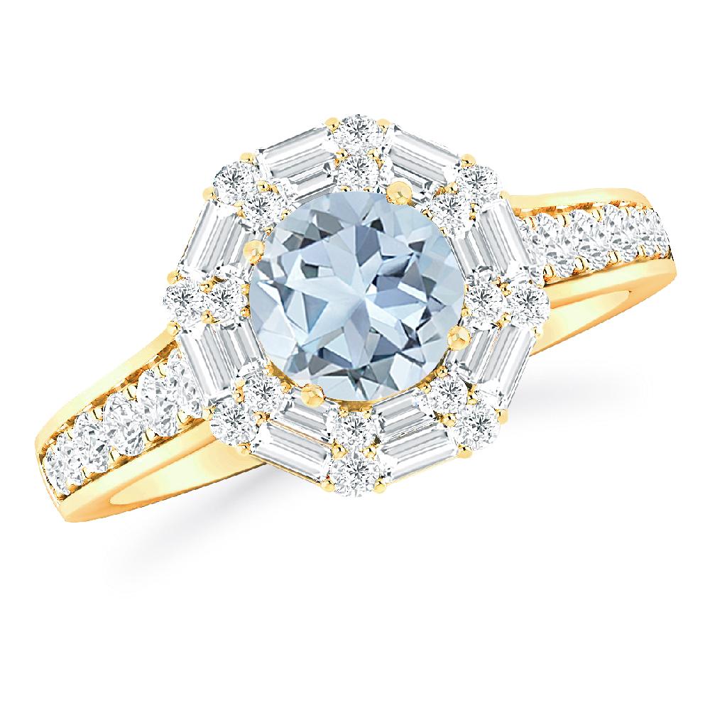 Yellow Gold - Aquamarine