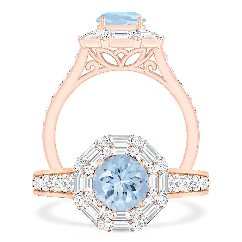 Rose Gold - Aquamarine