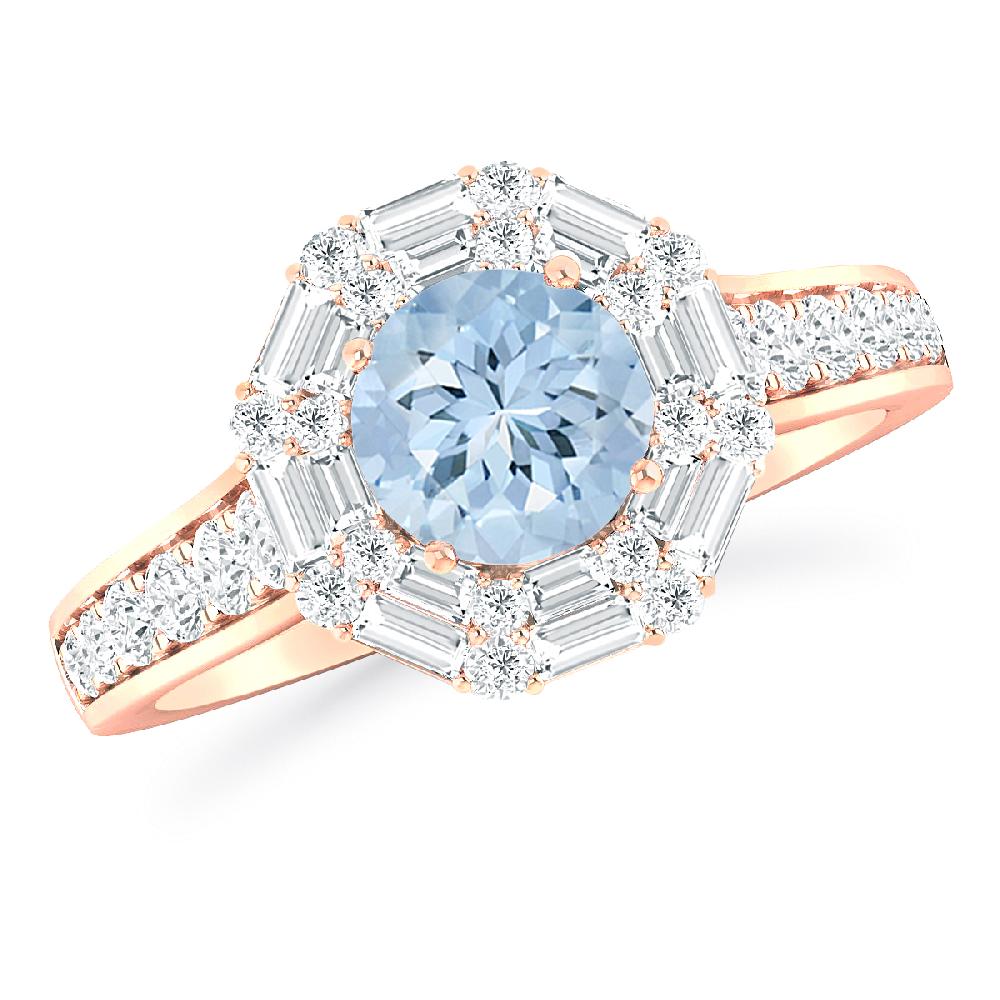 Rose Gold - Aquamarine