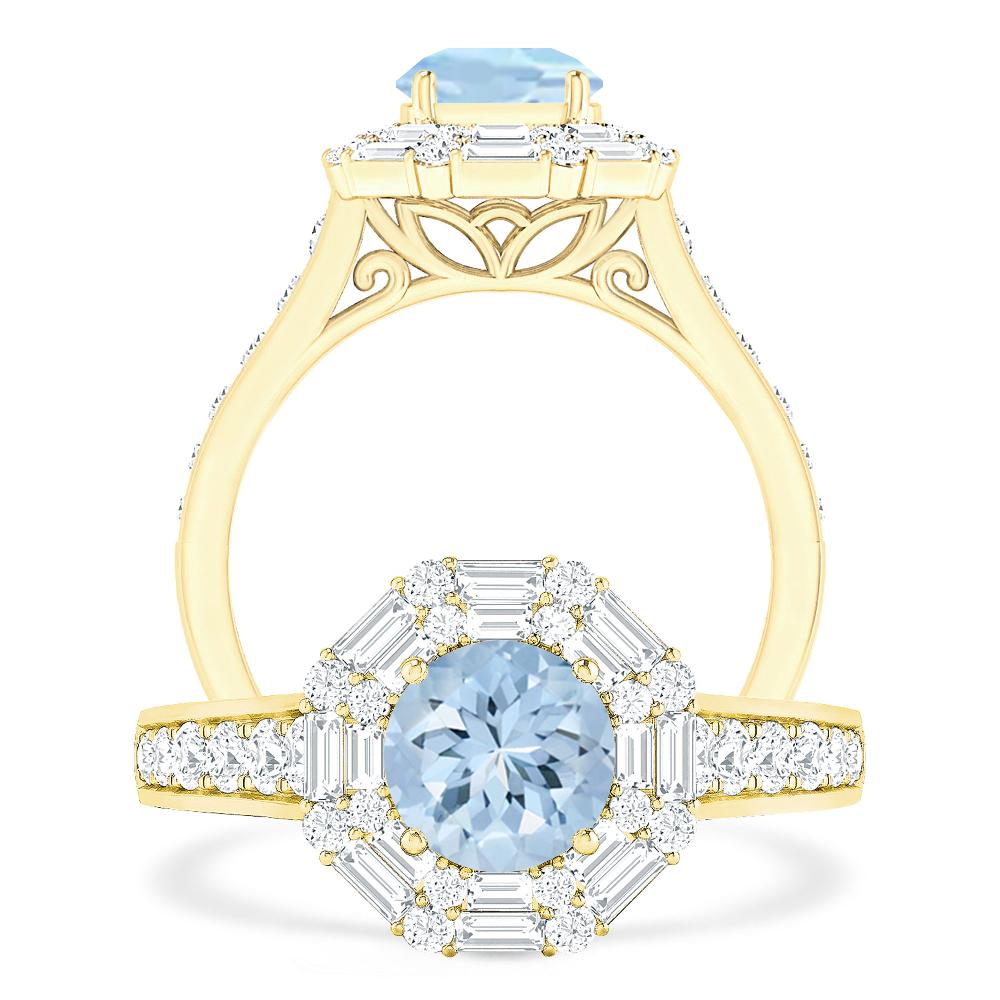 Yellow Gold - Aquamarine