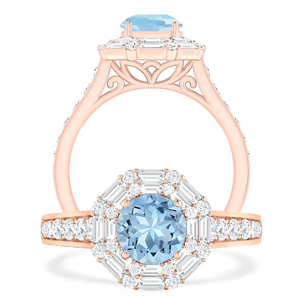 Rose Gold - Aquamarine