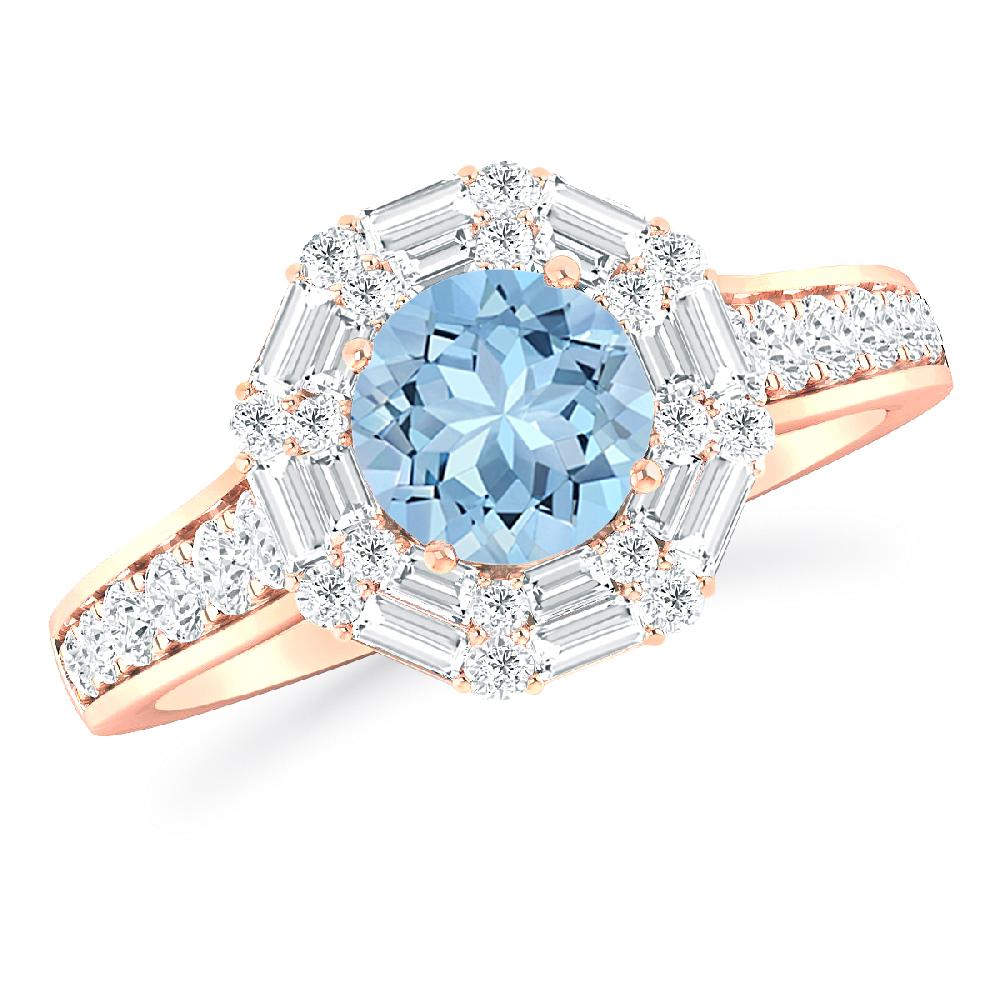 Rose Gold - Aquamarine