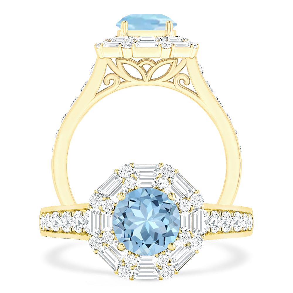 Yellow Gold - Aquamarine