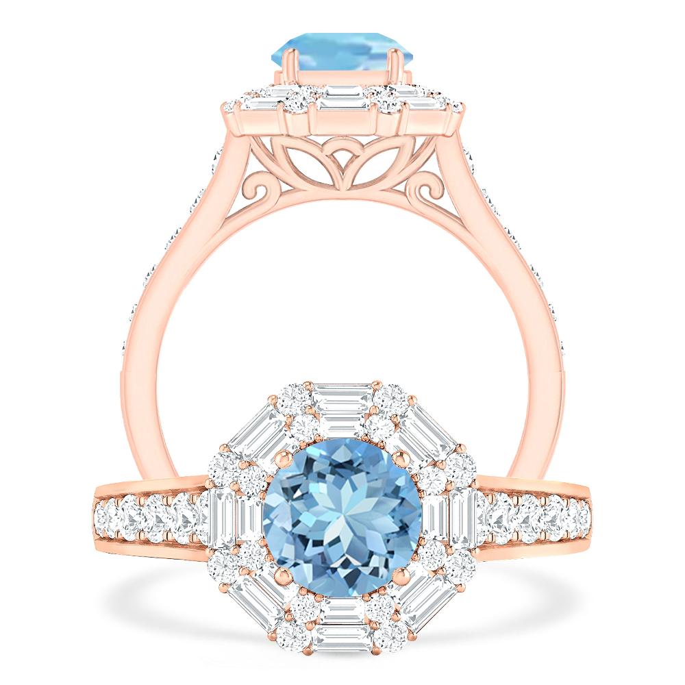 Rose Gold - Aquamarine