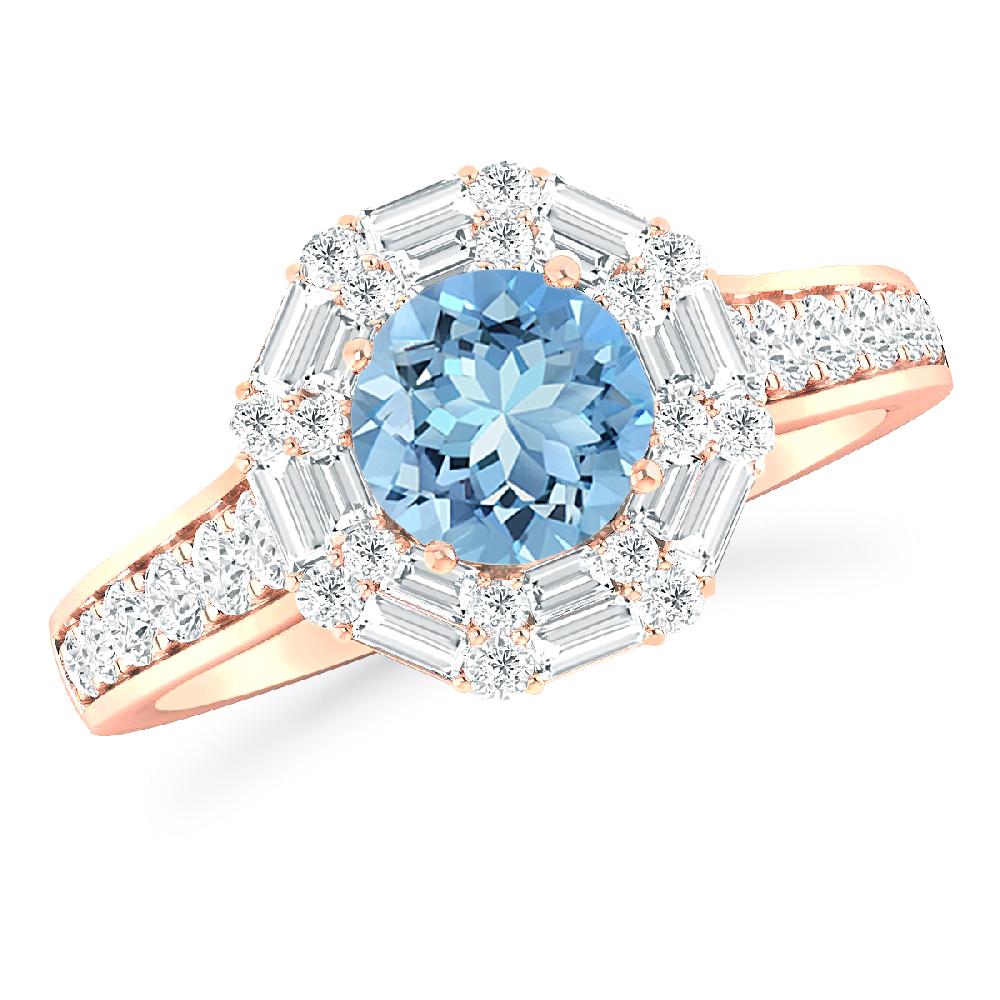 Rose Gold - Aquamarine