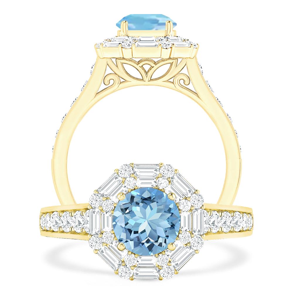 Yellow Gold - Aquamarine