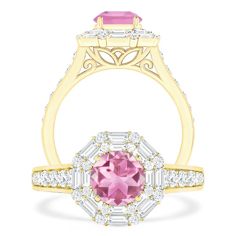 Yellow Gold - Pink Tourmaline