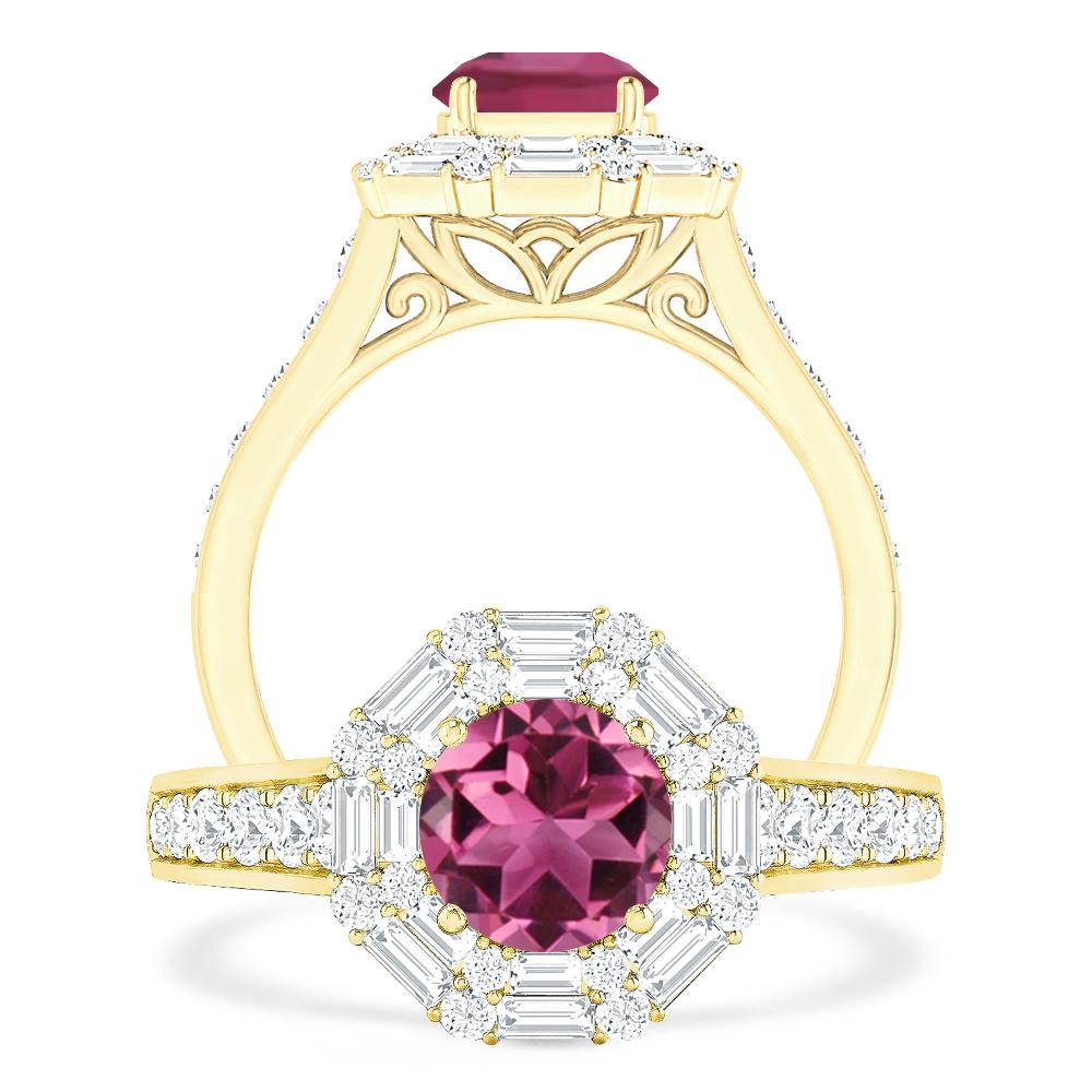 Yellow Gold - Pink Tourmaline