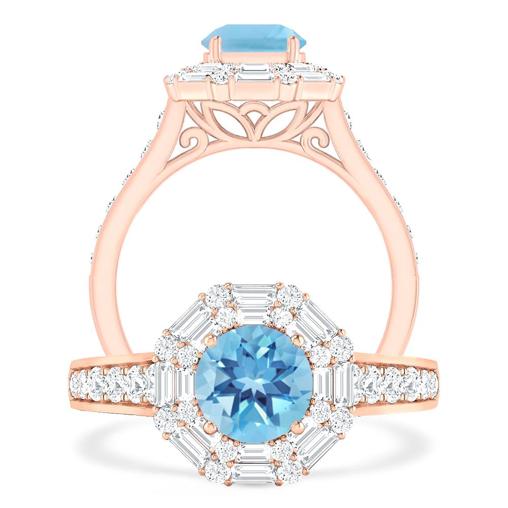 Rose Gold - Blue Topaz