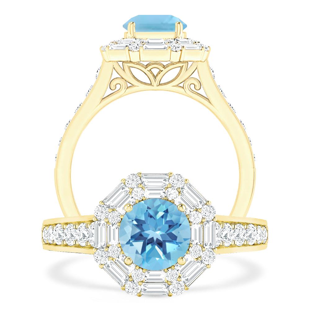 Yellow Gold - Blue Topaz