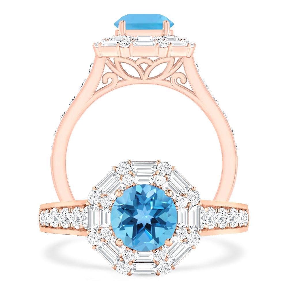 Rose Gold - Blue Topaz