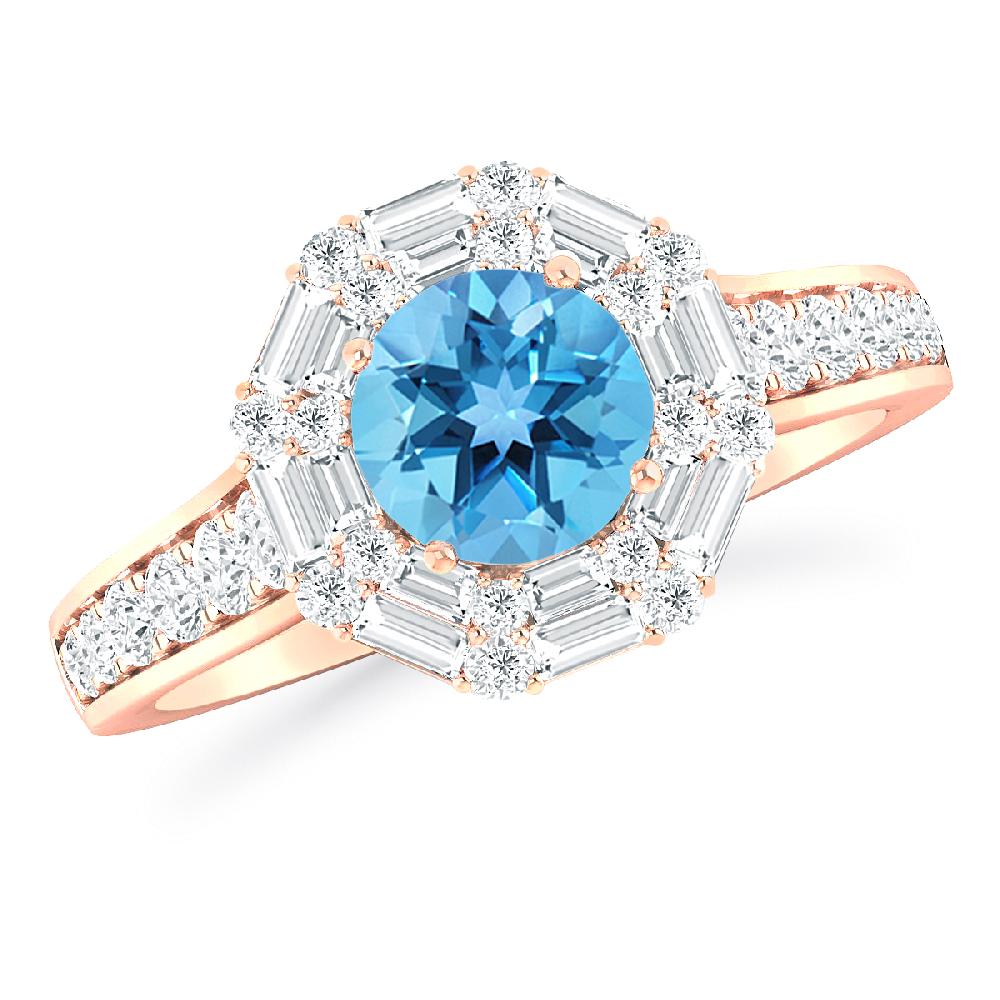 Rose Gold - Blue Topaz