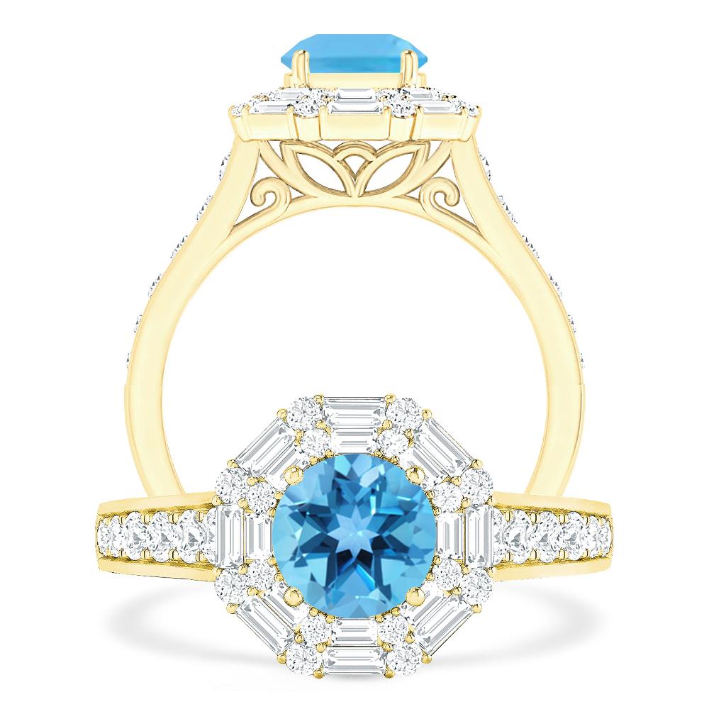 Yellow Gold - Blue Topaz