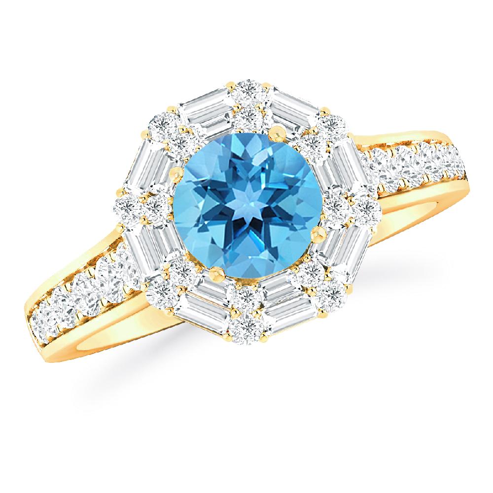 Yellow Gold - Blue Topaz