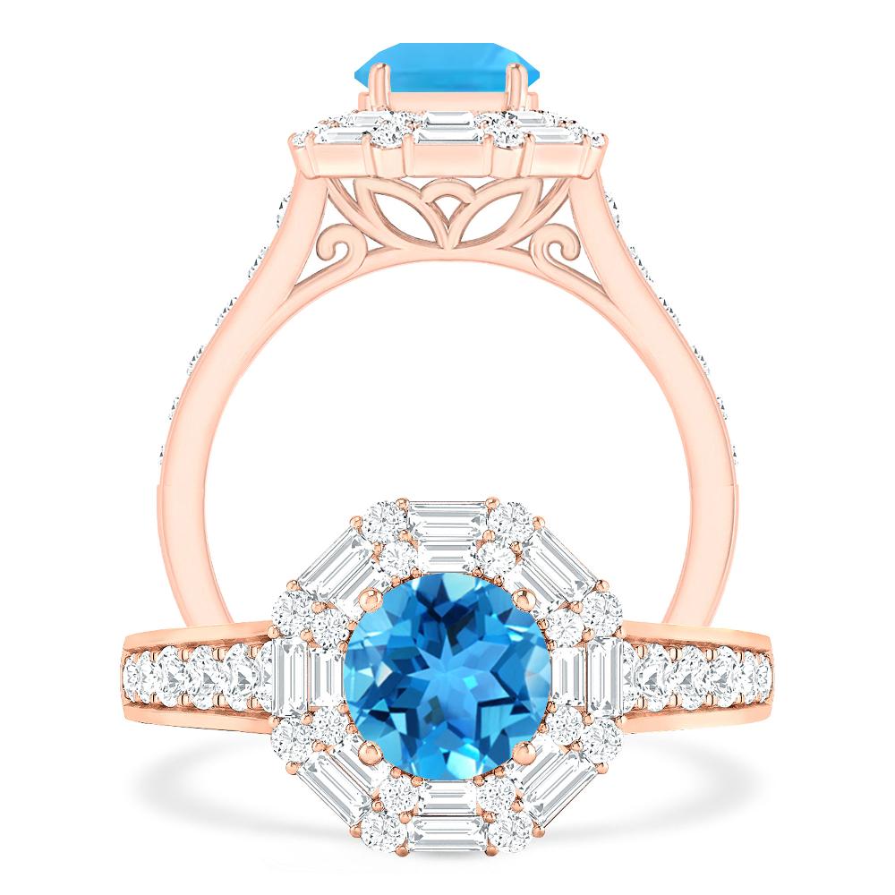 Rose Gold - Blue Topaz