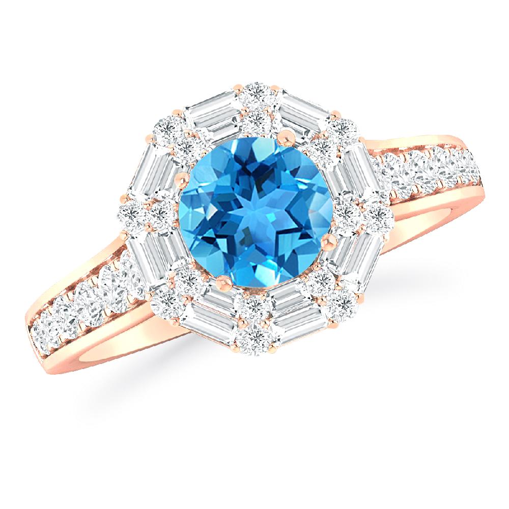 Rose Gold - Blue Topaz