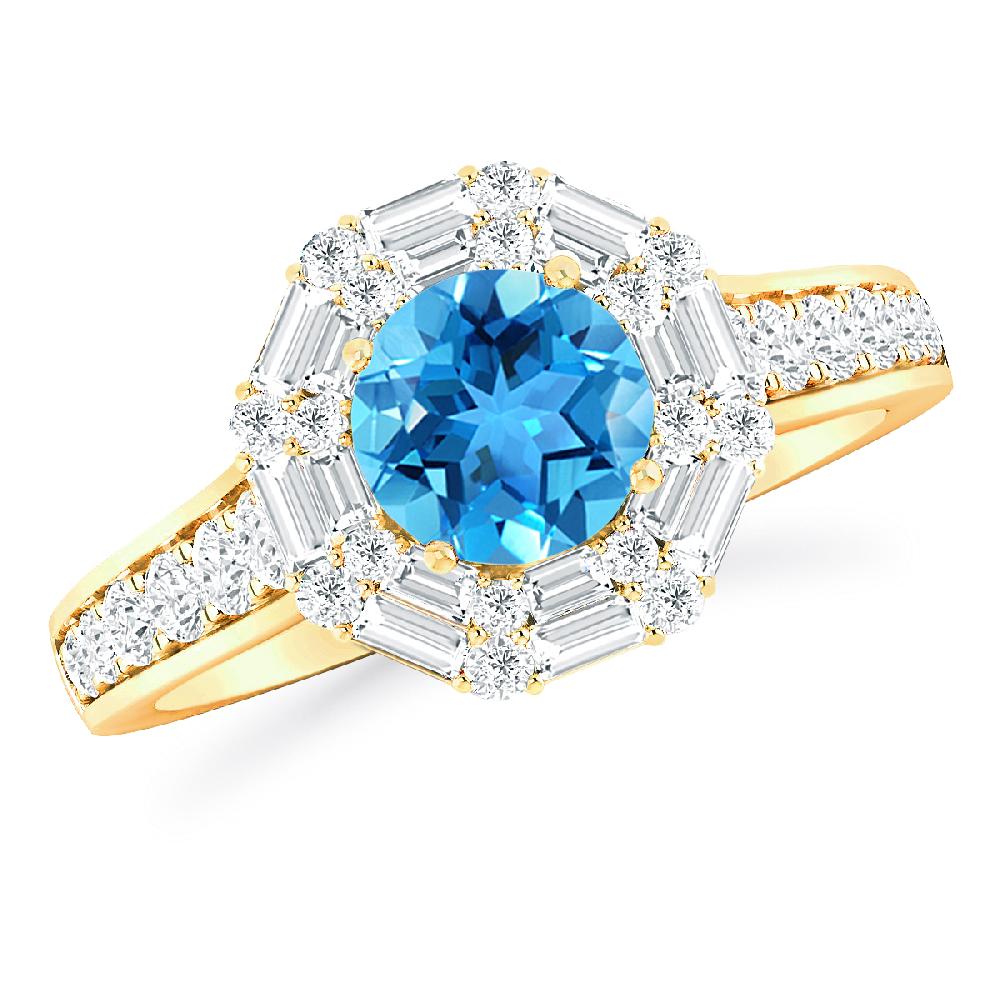 Yellow Gold - Blue Topaz