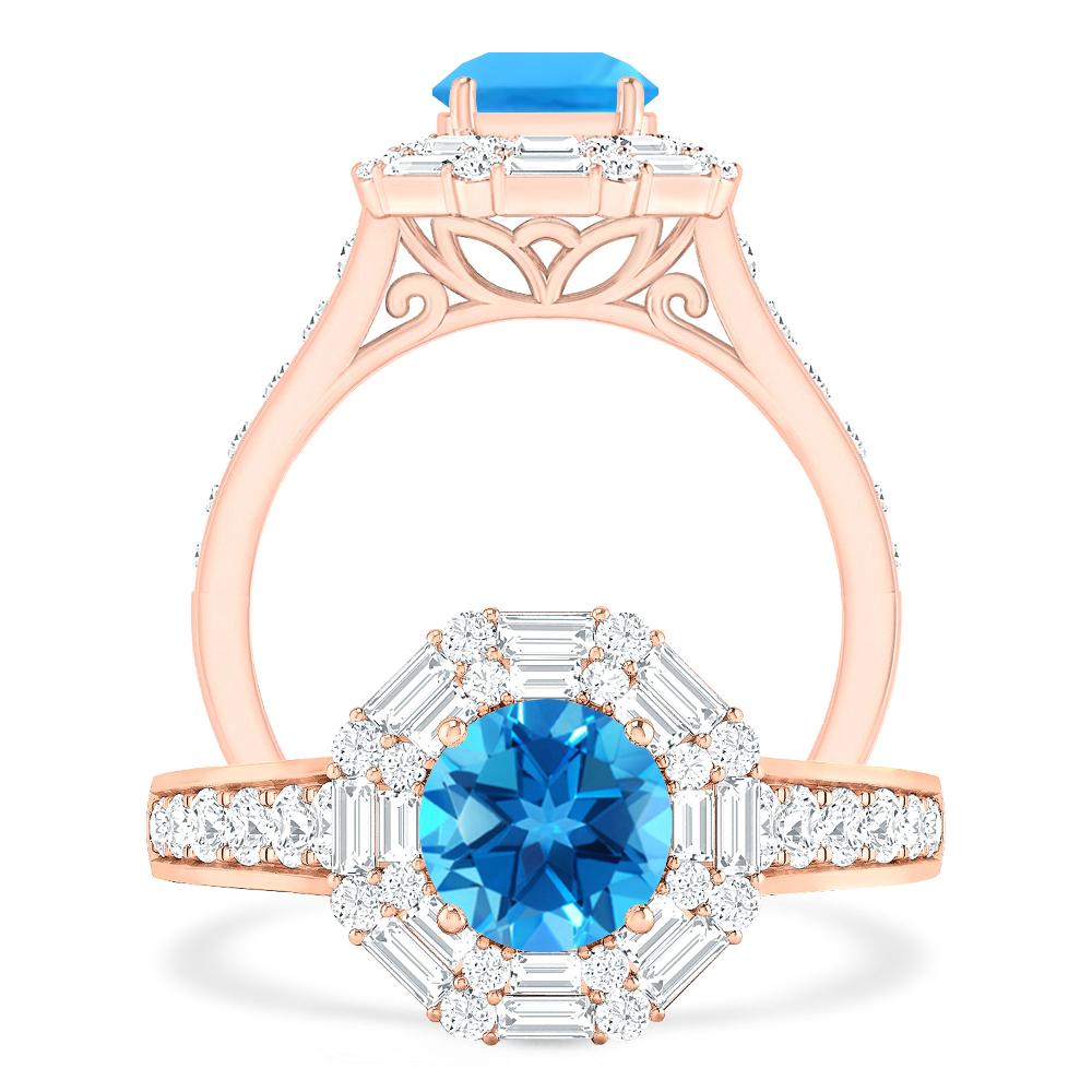 Rose Gold - Blue Topaz