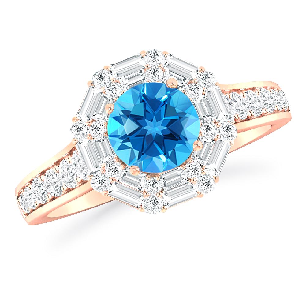 Rose Gold - Blue Topaz