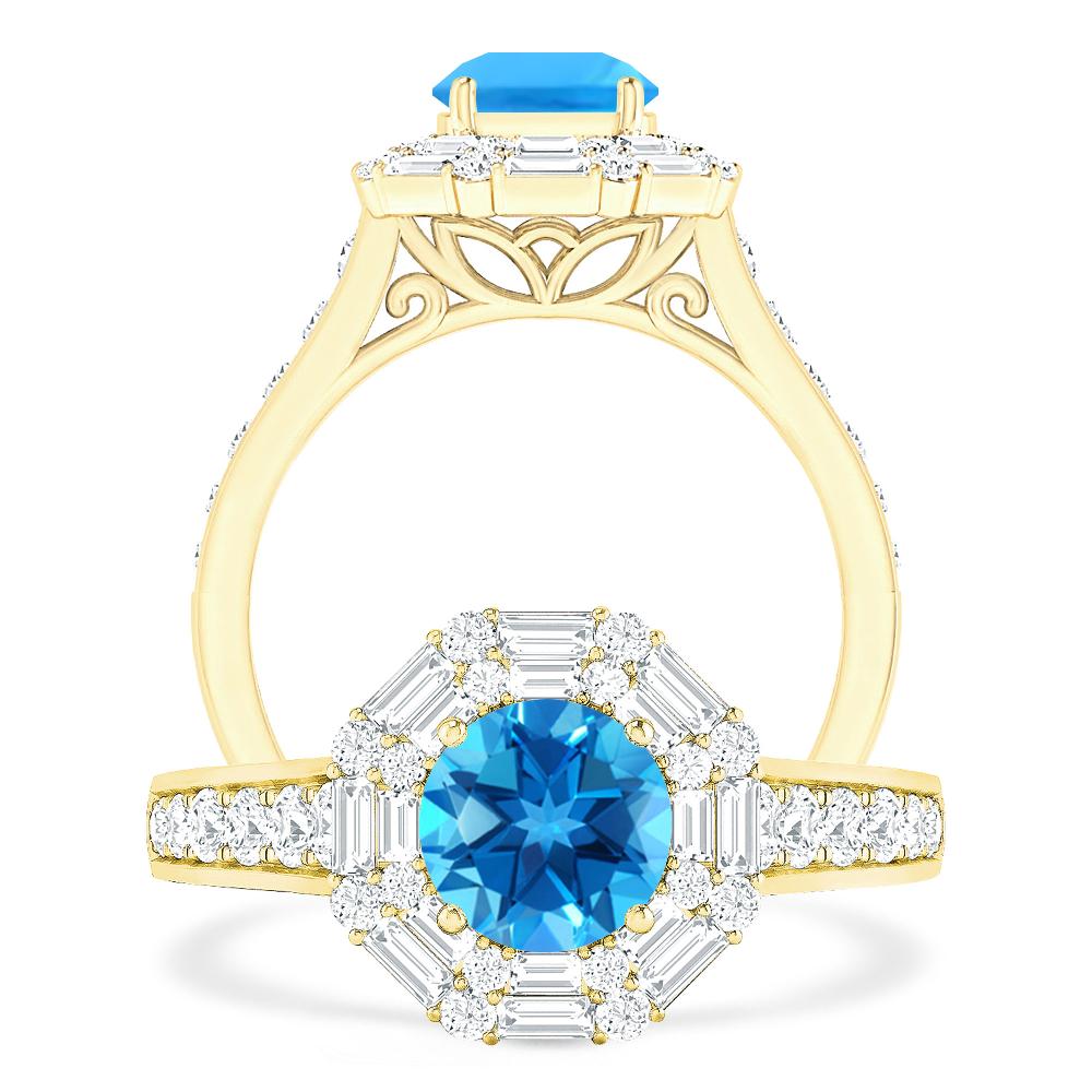 Yellow Gold - Blue Topaz