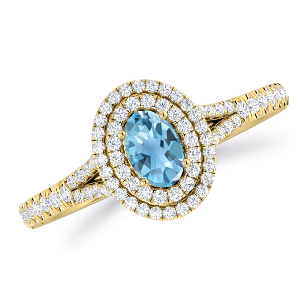 Yellow Gold - Blue Topaz