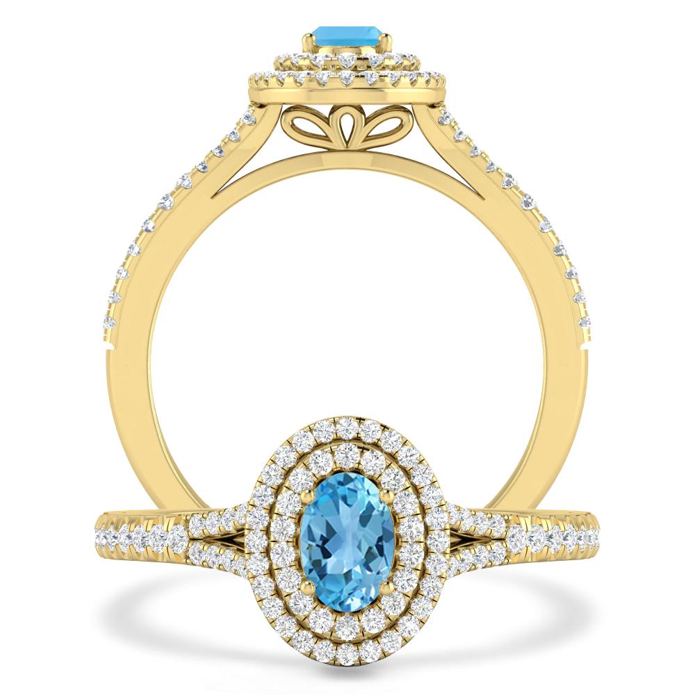 Yellow Gold - Blue Topaz