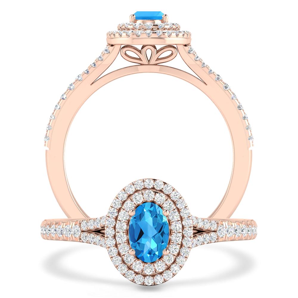 Rose Gold - Blue Topaz