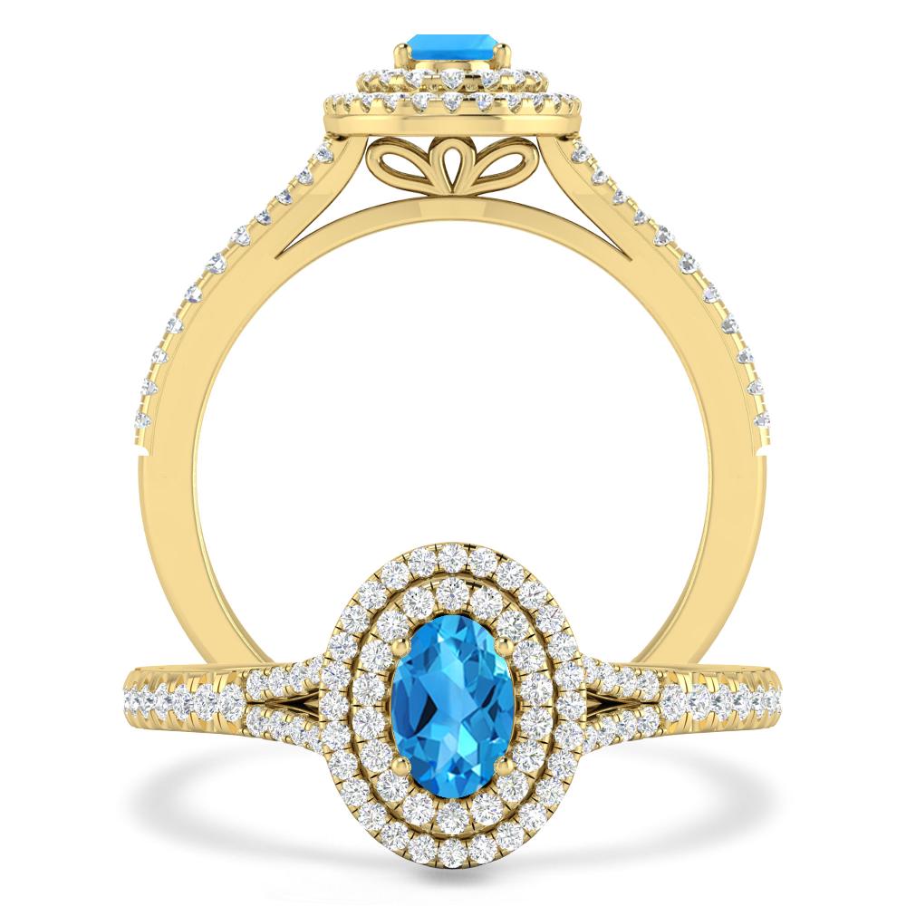 Yellow Gold - Blue Topaz