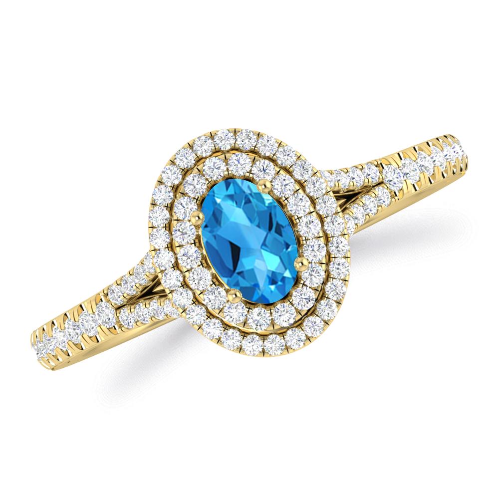 Yellow Gold - Blue Topaz