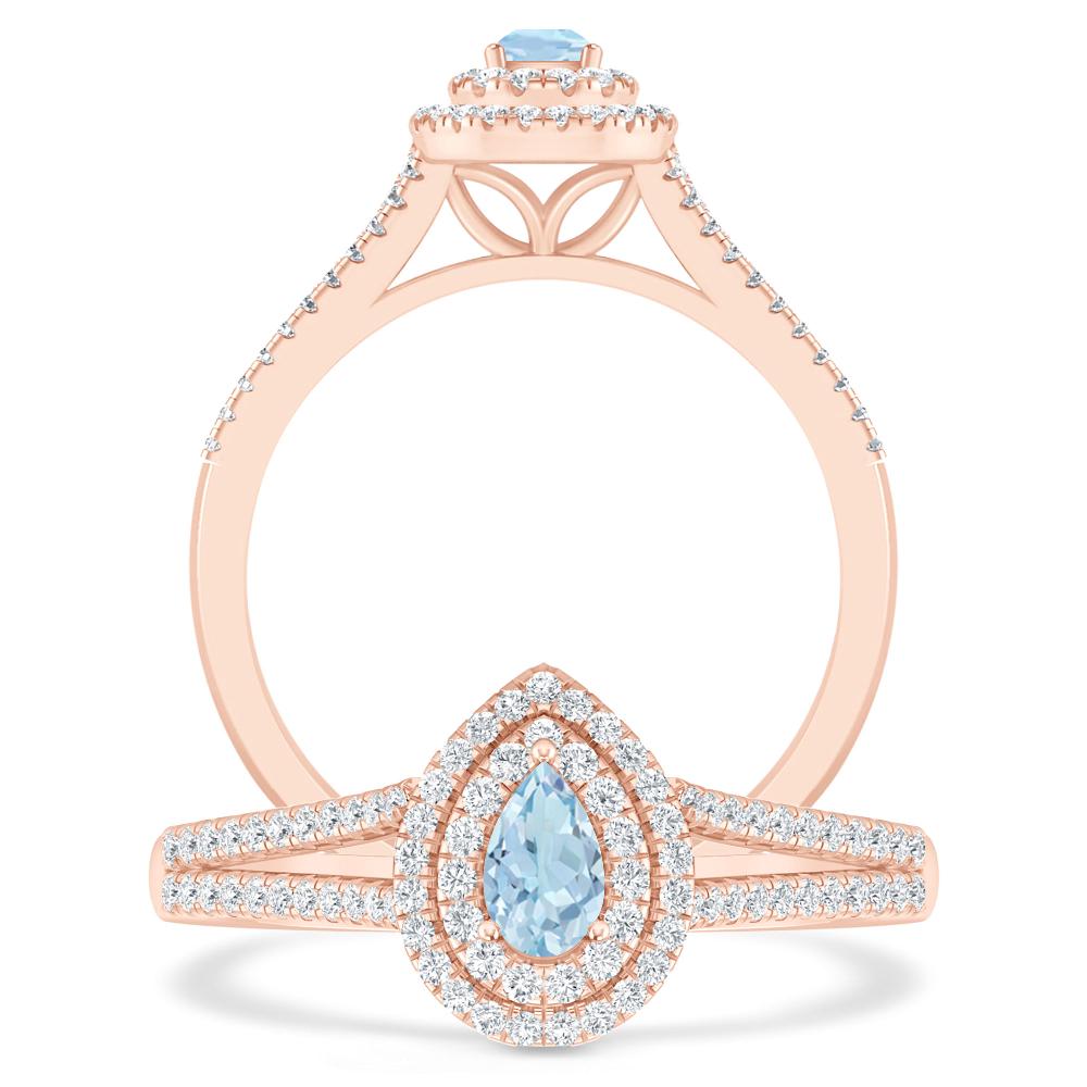 Rose Gold - Aquamarine