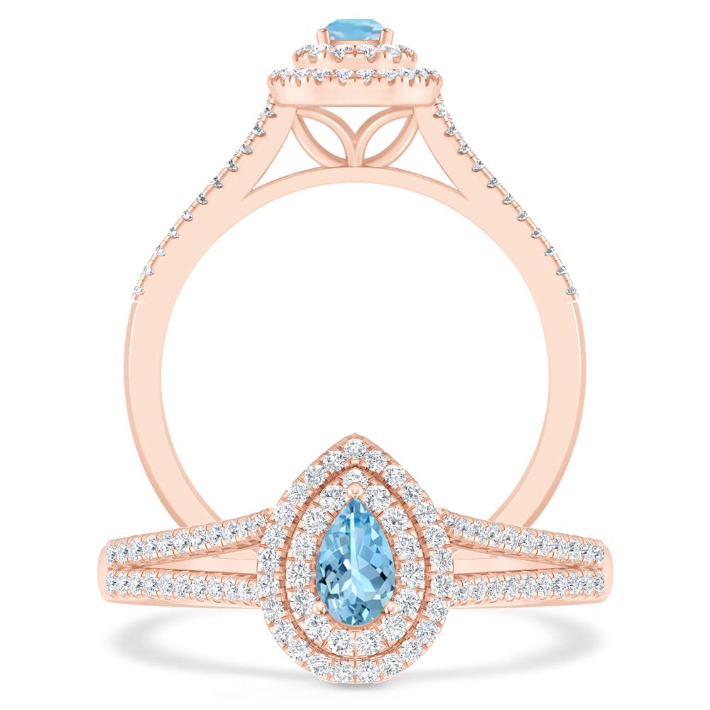 Rose Gold - Aquamarine