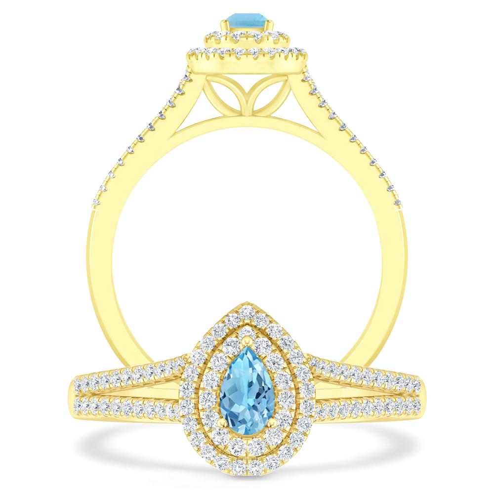 Yellow Gold - Blue Topaz