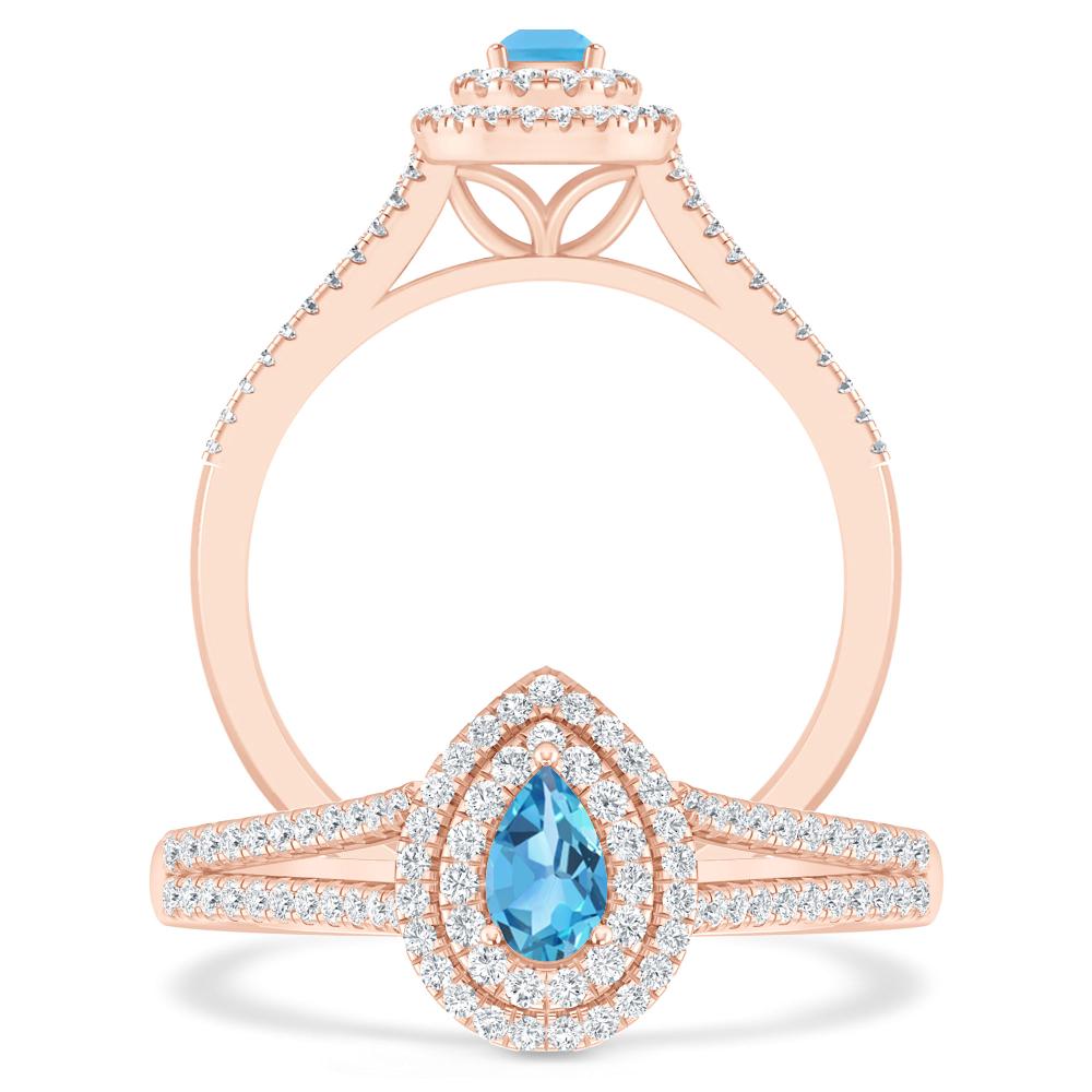 Rose Gold - Blue Topaz