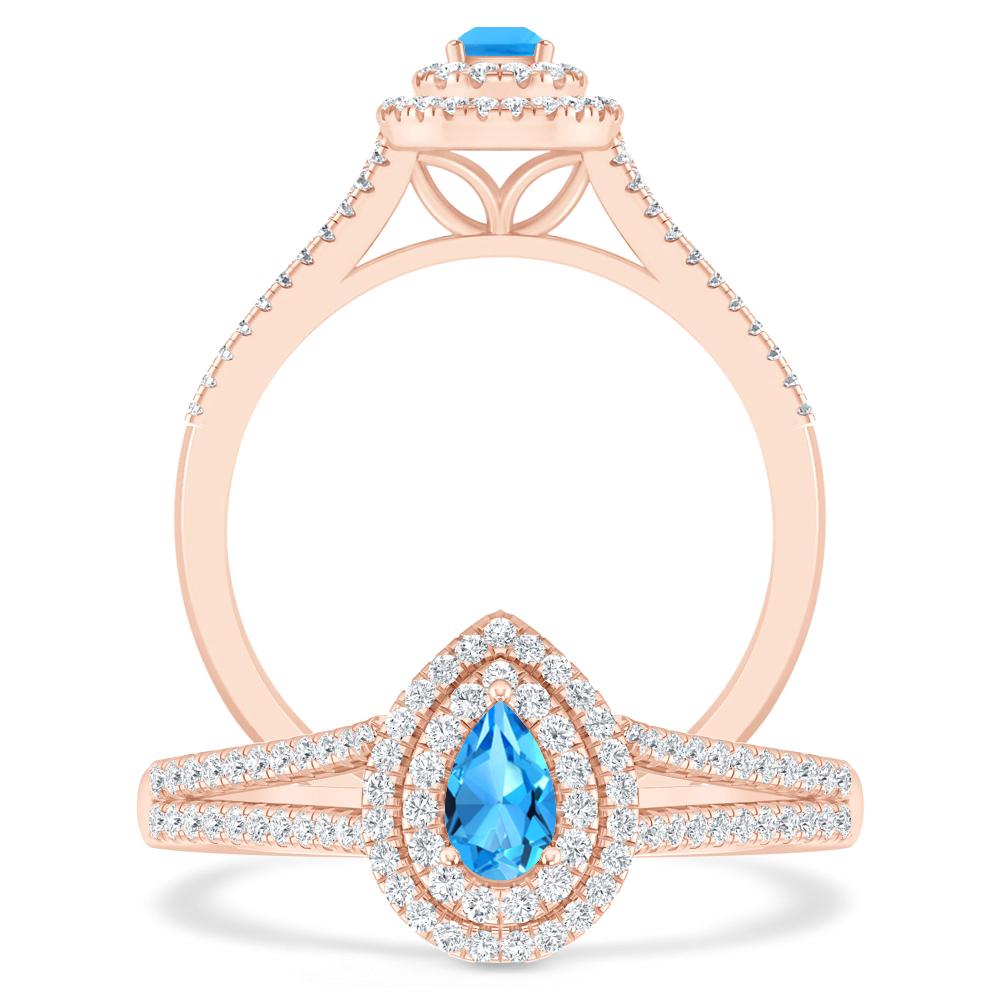 Rose Gold - Blue Topaz